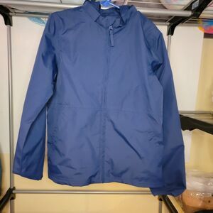 Magellan Outdoors Windbreaker Jacket Navy w/ Hood Full Zip - Size Semi Fitted XS